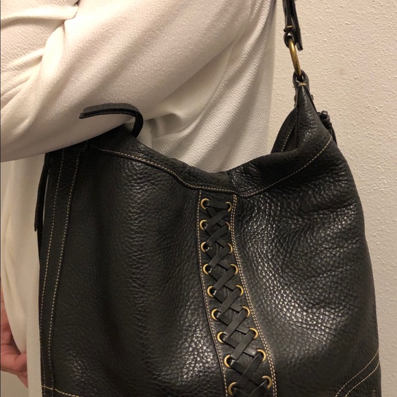 COPY - ❤️ COACH VINTAGE CHELSEA LACE PEBBLED BLACK LEATHER TOTE DUFFLE BAG: EUC - Picture 6 of 8